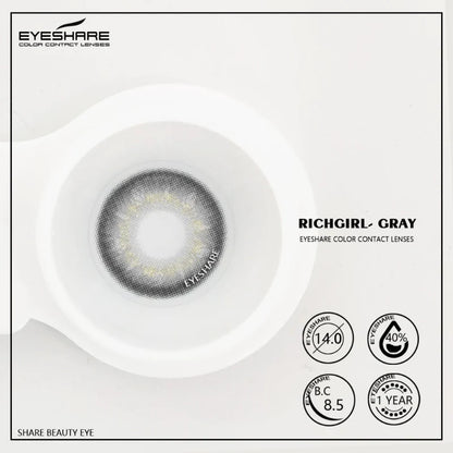 Lentes de Contacto con Agrandamiento de Ojos (14mm) Gris Richgirl Gray - Eyeshare Vision