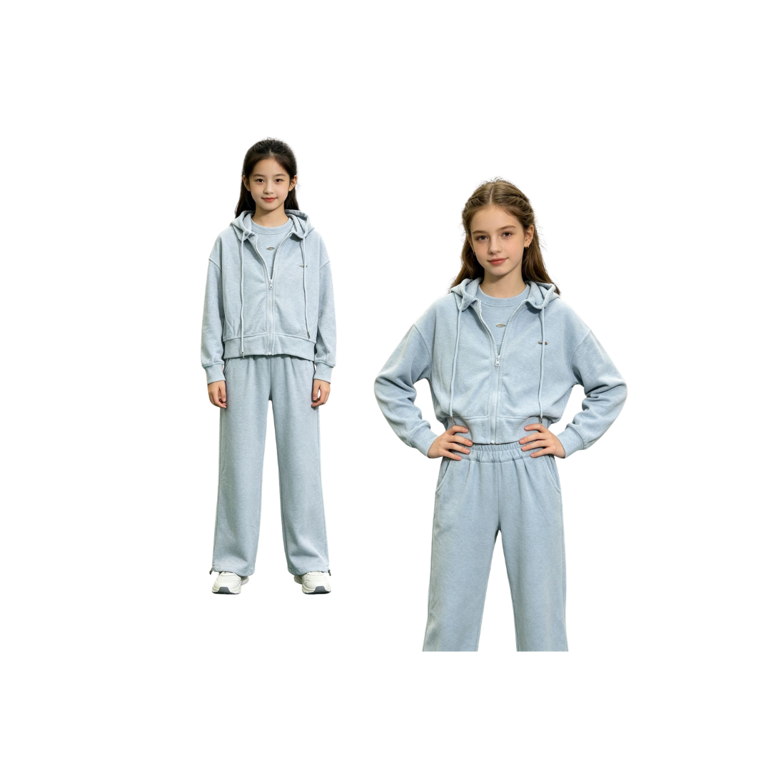 Conjunto Deportivo Juvenil para Niña con Hoodie Crop y Pantalón Wide Leg | Comodidad y Estilo ✦ Bajo pedido