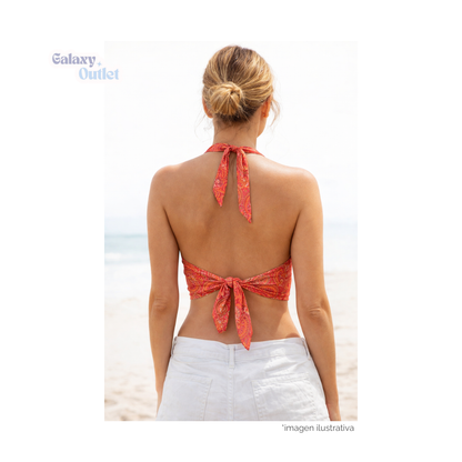 Blusa Halter de Seda Importada de India – Fresca y Ligera para Verano (Coral, Unitalla S/M)