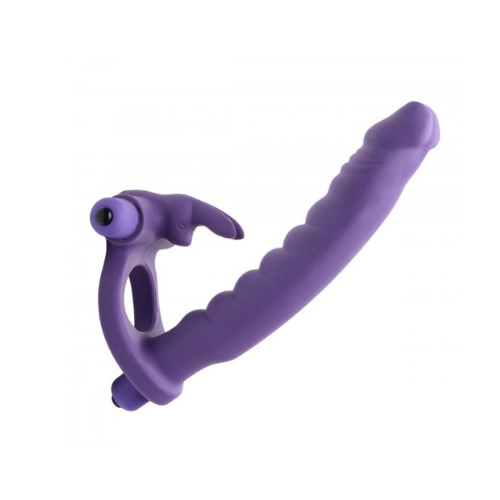 Dildo Inserción 15cm Anal Vibrador con Anillo y Estimulador de Clitoris - Bunny Double Delight ✦ Bajo pedido