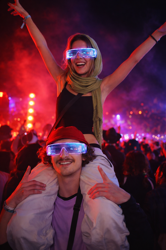 Lentes para Rave Futuristas con Doble Luz LED - 7 Patrones y Colores