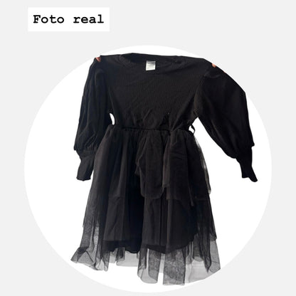 Vestido de Niña con Falda Estilo Tutú - Talla 5T (Negro)