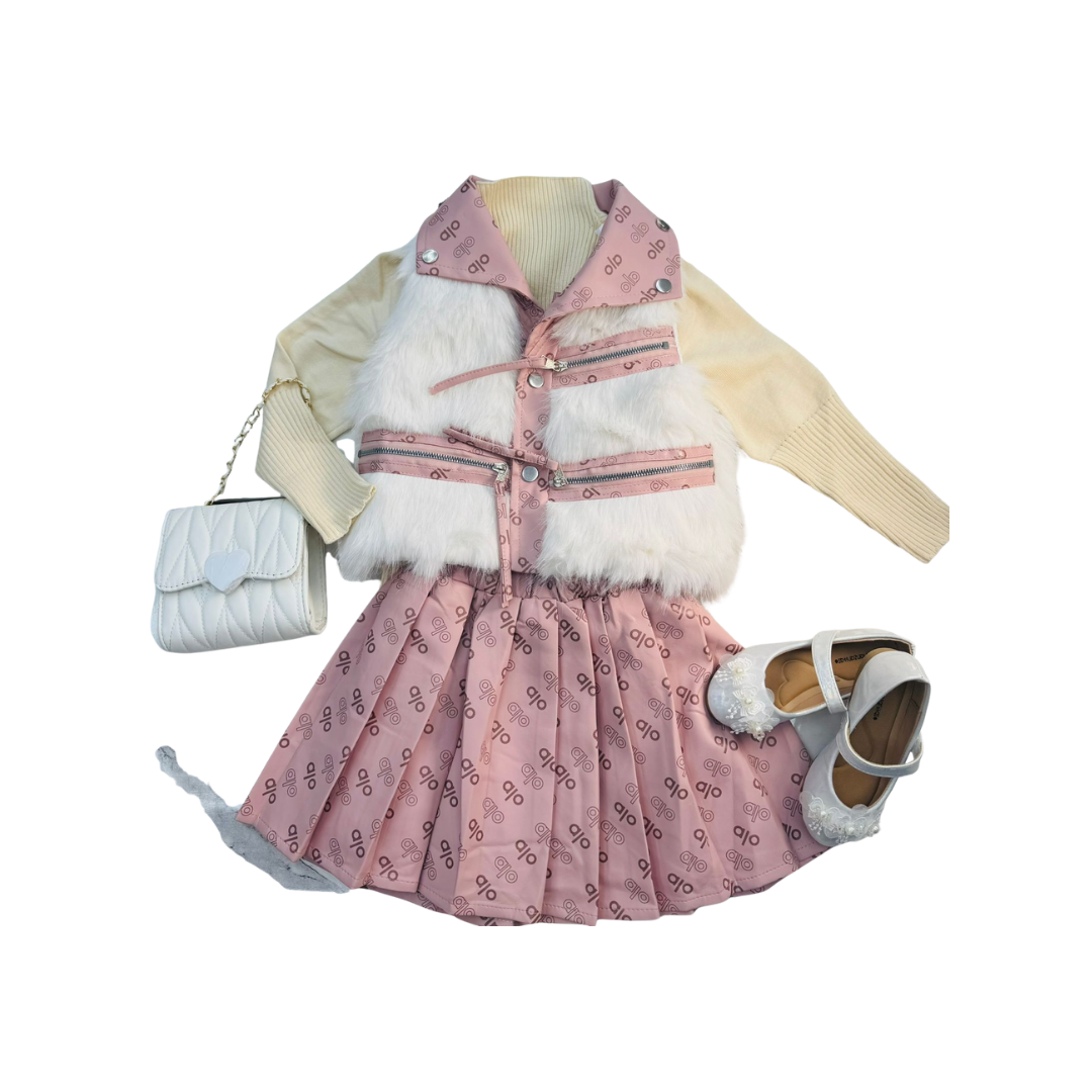 Set de 3  piezas - Chaleco, Blusa y Falda Plisada | (2 colores) ✦ Bajo pedido