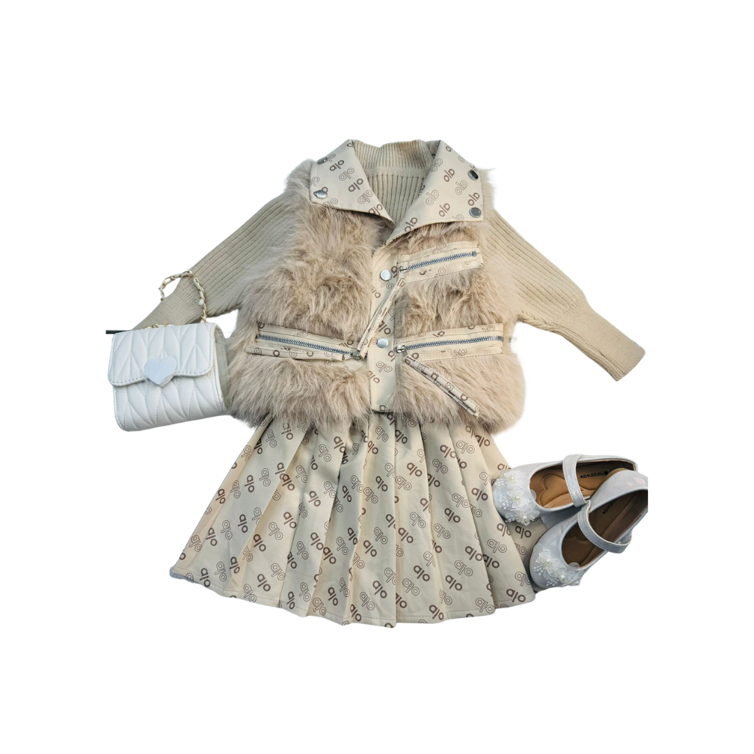 Set de 3  piezas - Chaleco, Blusa y Falda Plisada | (2 colores) ✦ Bajo pedido