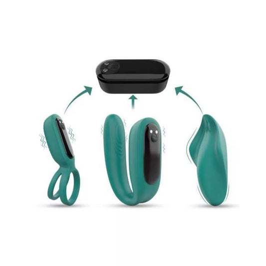 Set 4 en 1 con Bala Vibradora Desmontable y Control Remoto – Anillo, Huevo, Plug y Panty ✦ Bajo pedido
