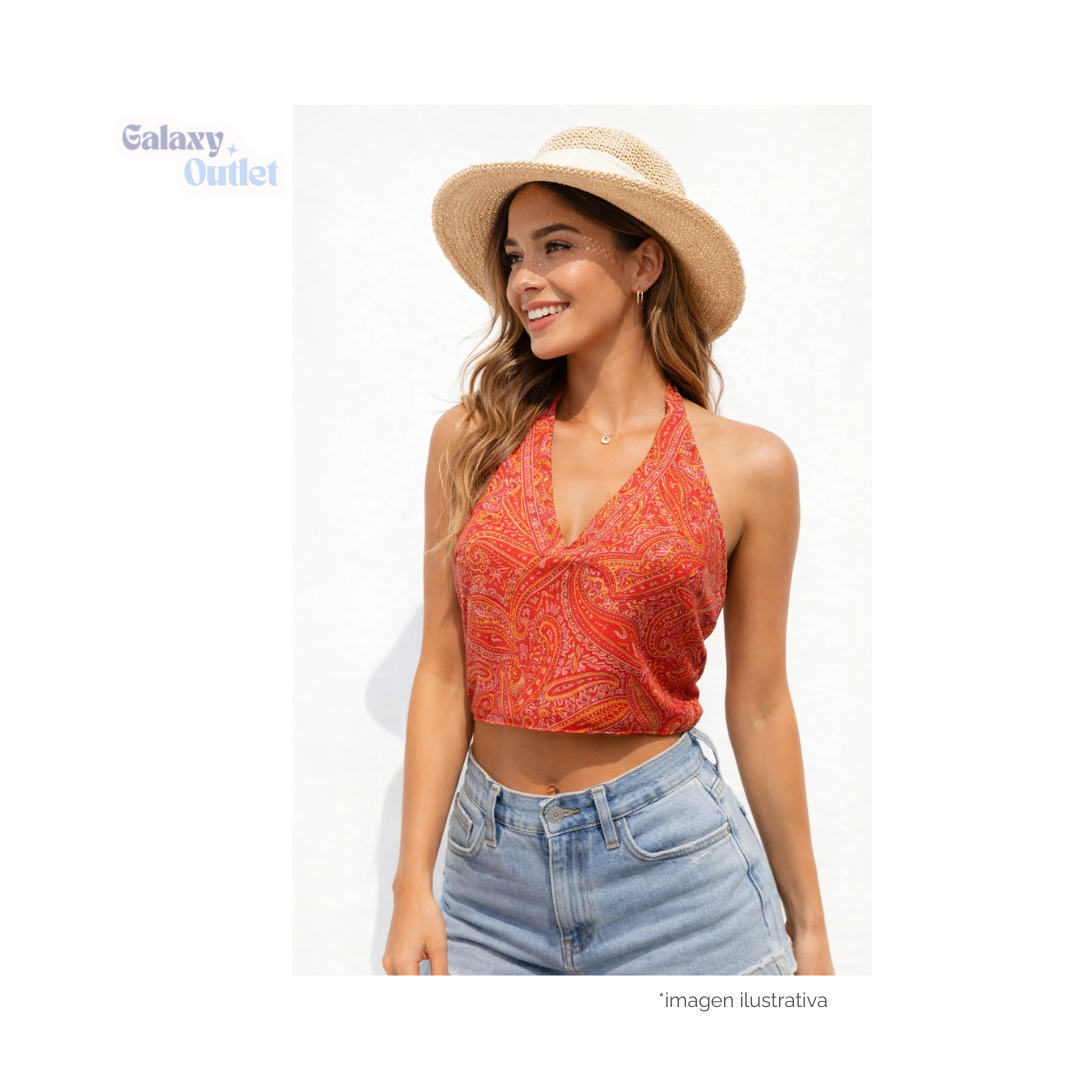 Blusa Halter de Seda Importada de India – Fresca y Ligera para Verano (Coral, Unitalla S/M)