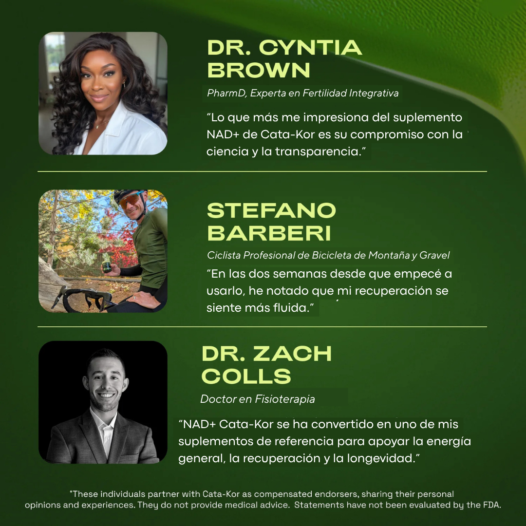 NAD+ Suplemento Antienvejecimiento, Energía y Enfoque - Cata Kor (anterior Reus Research) Fórmula Mejorada - 60caps