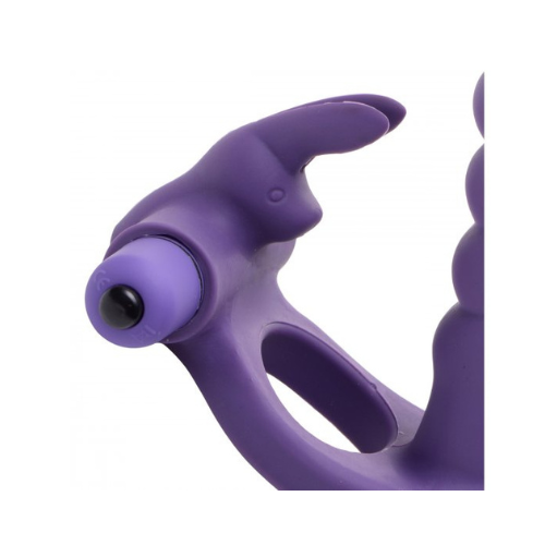 Dildo Inserción 15cm Anal Vibrador con Anillo y Estimulador de Clitoris - Bunny Double Delight ✦ Bajo pedido
