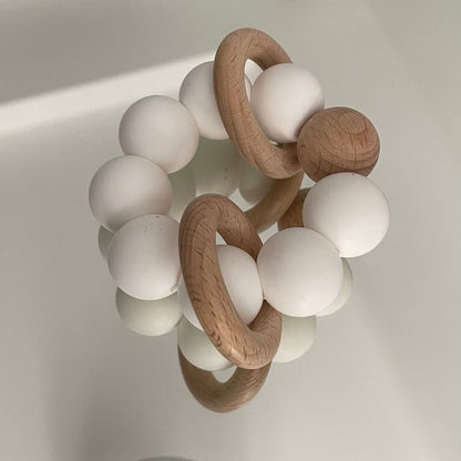 Set 2 Mordedores de bebé de silicona de grado alimenticio y juguete de dentición de haya para bebés, sin BPA