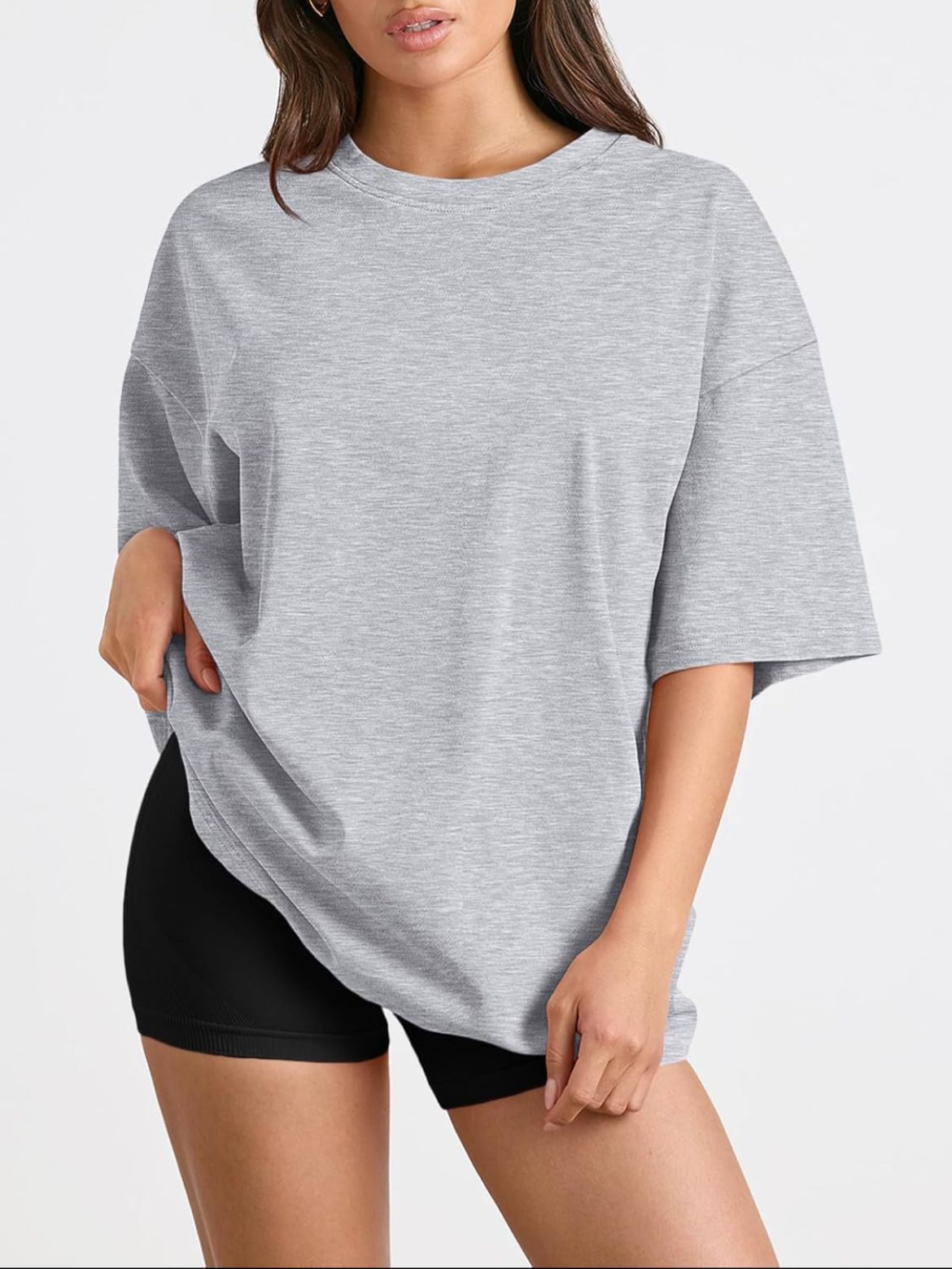 Camiseta Oversize Lisa Gris - TrendyQueen (Talla XXL)