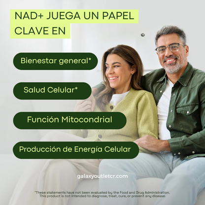 NAD+ Suplemento Antienvejecimiento, Energía y Enfoque - Cata Kor (anterior Reus Research) Fórmula Mejorada - 60caps