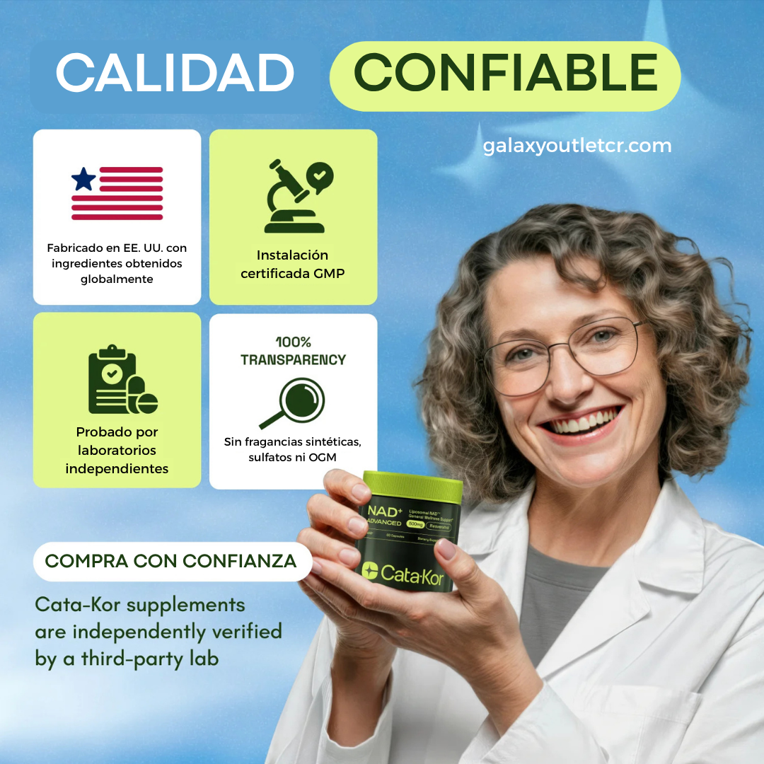 NAD+ Suplemento Antienvejecimiento, Energía y Enfoque - Cata Kor (anterior Reus Research) Fórmula Mejorada - 60caps