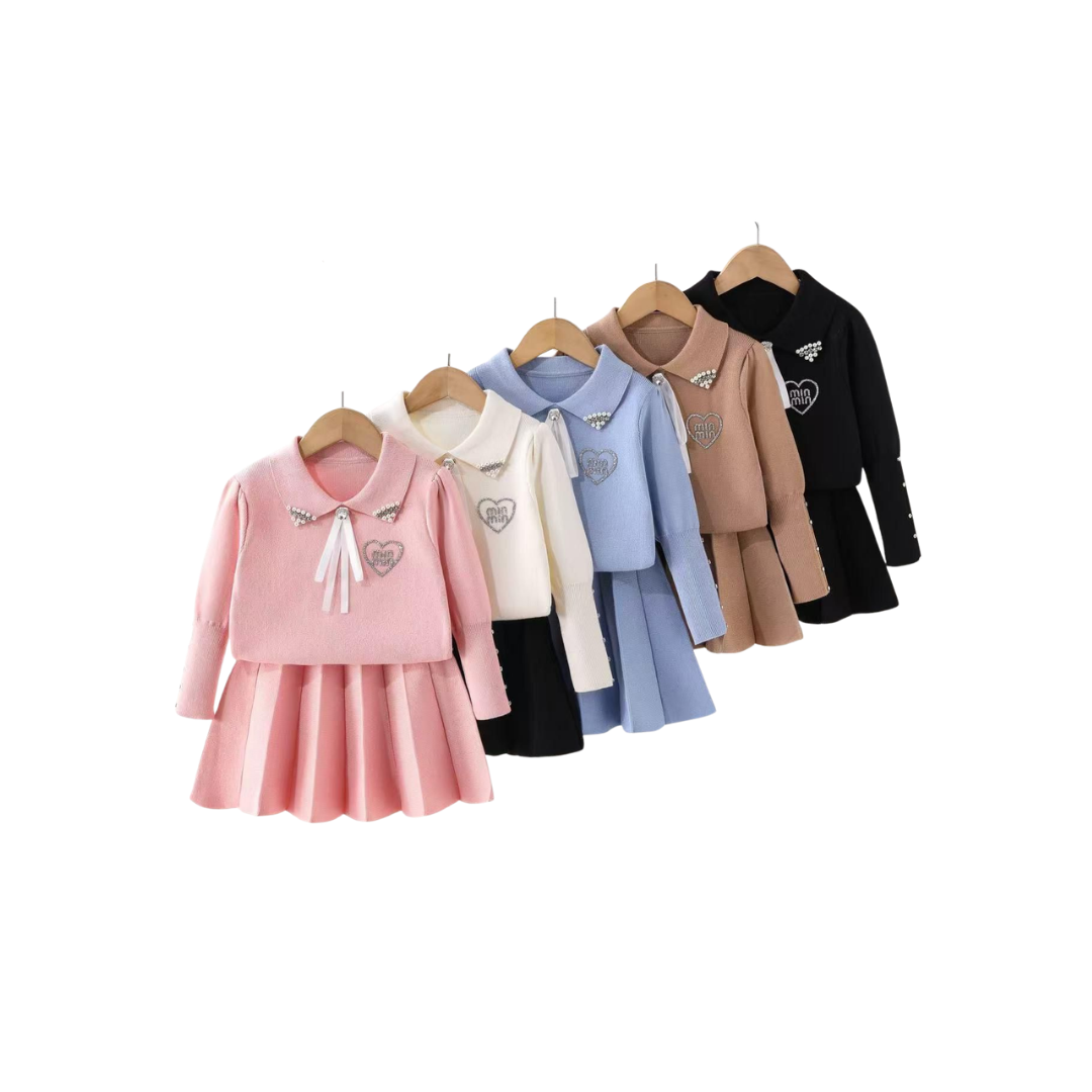 Set de 2 piezas - Conjunto de Blusa y Enagua para Niña| Set de Blusa y Enagua (5 colores) ✦ Bajo pedido