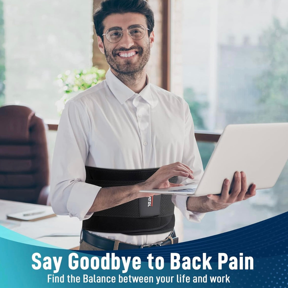 Faja de Soporte de espalda, alivio del dolor de espalda baja, cinturón de cintura con almohadilla ergonómica de silicona 3D para trabajo de levantamiento pesado, hernia de disco, ciática - FEATOL