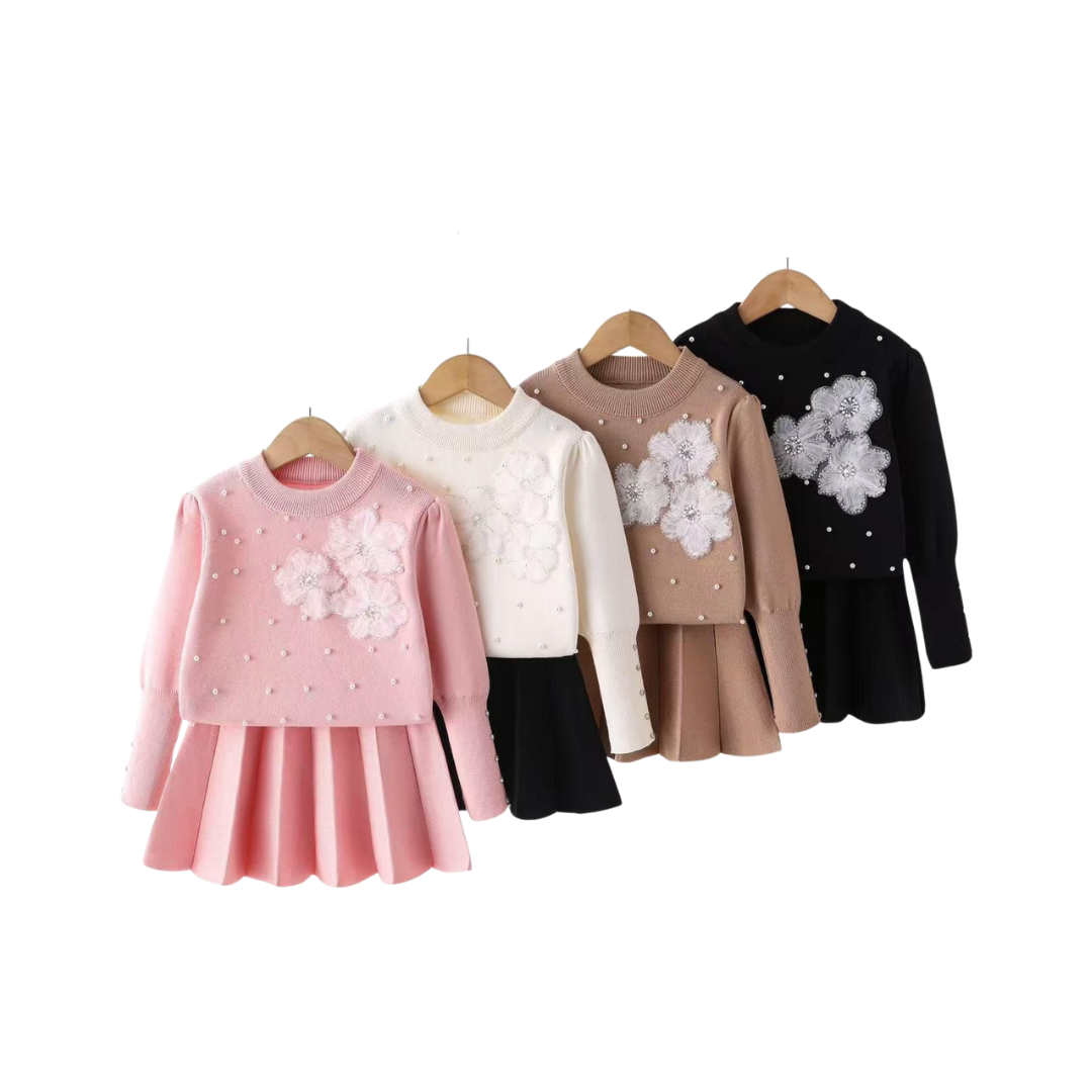 Set de 2 piezas - Conjunto de Blusa y Enagua para Niña| Set de Blusa y Enagua (4 colores) ✦ Bajo pedido