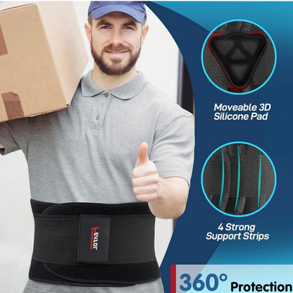Faja de Soporte de espalda, alivio del dolor de espalda baja, cinturón de cintura con almohadilla ergonómica de silicona 3D para trabajo de levantamiento pesado, hernia de disco, ciática - FEATOL