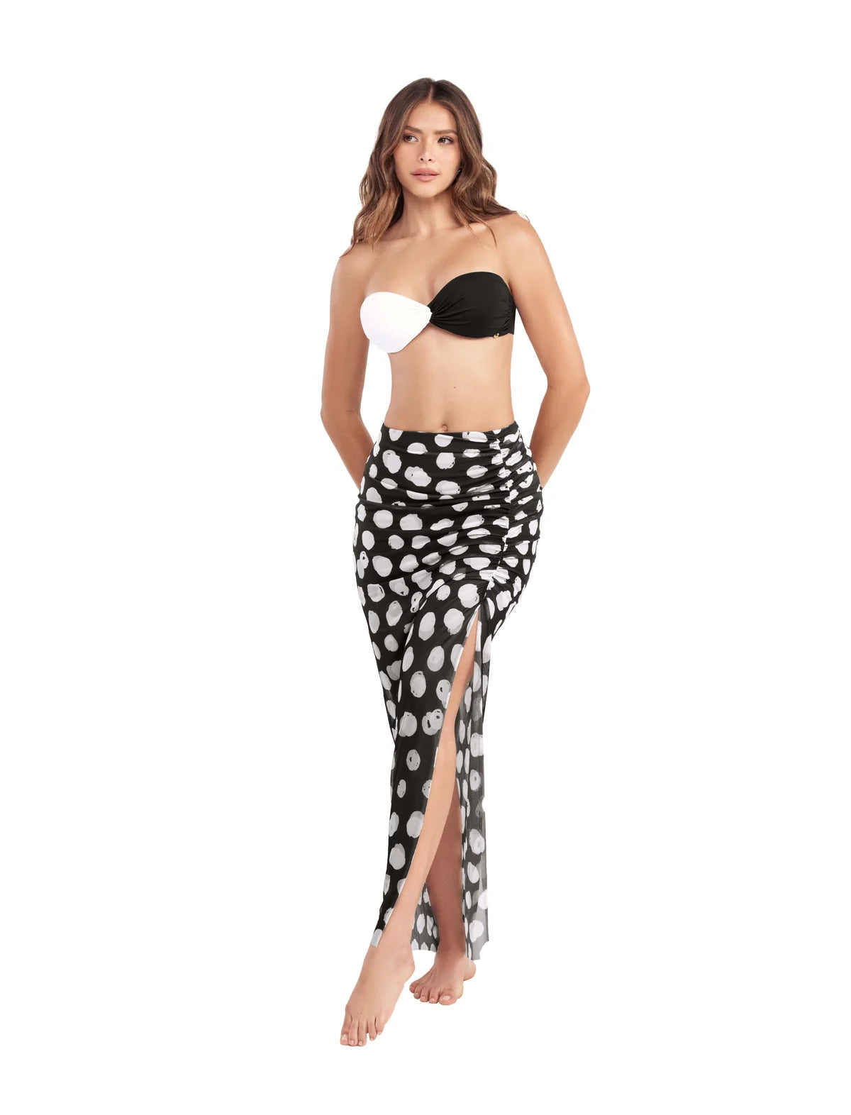 46455 Salida De Baño Negra con Polka Dots ✦ Bajo pedido