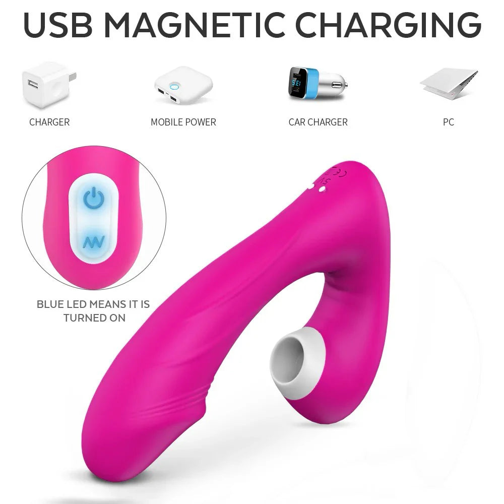Bipink - Succionador y Vibrador de Clítoris 2 en 1, 9x9 Modos de Estimulación, 100% Impermeable ✦ Bajo pedido