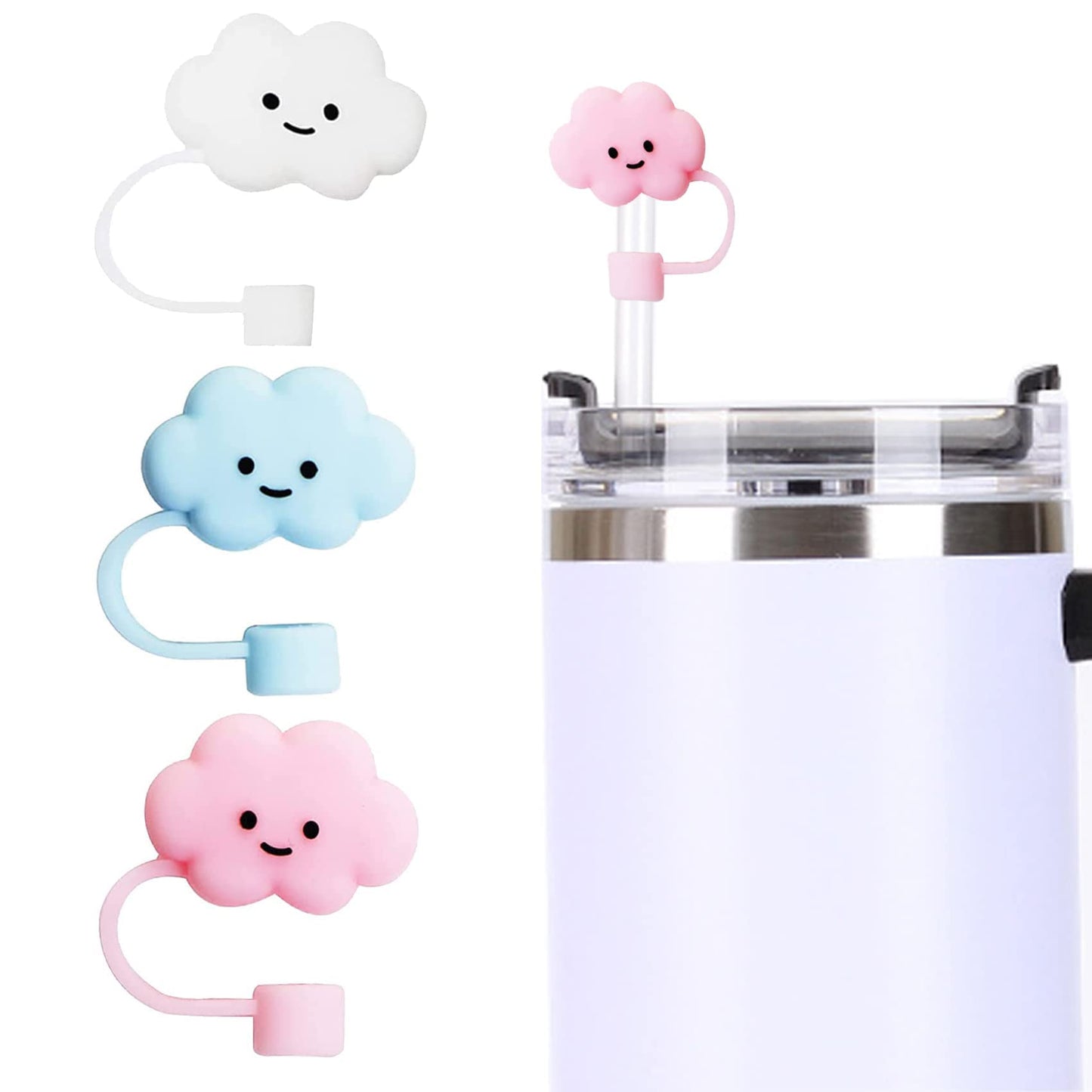 Tapa Pajillas Nube (Blanco, Rosa)