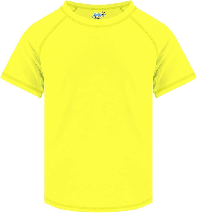 Semois Rashgard Camiseta de Natación Infantil, Secado Rápido UPF+50 - Talla 12/14 (Amarillo Neón)
