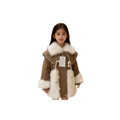 Chaqueta de Cuerina para Niña | Abrigo con Detalles Afelpados (2 colores) | ✦ Bajo pedido