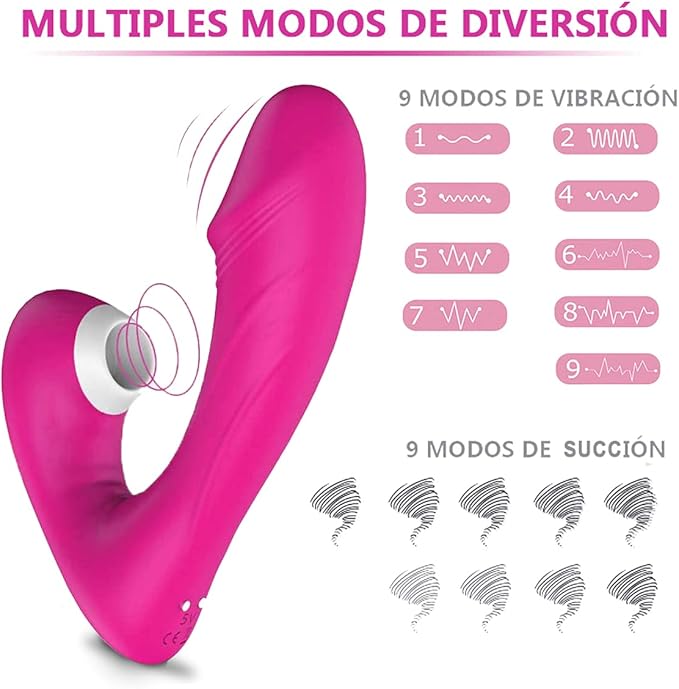 Bipink - Succionador y Vibrador de Clítoris 2 en 1, 9x9 Modos de Estimulación, 100% Impermeable ✦ Bajo pedido