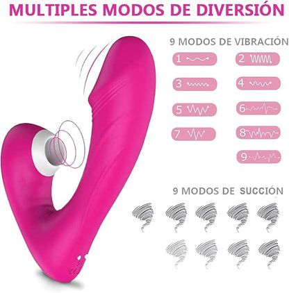 Bipink - Succionador y Vibrador de Clítoris 2 en 1, 9x9 Modos de Estimulación, 100% Impermeable ✦ Bajo pedido