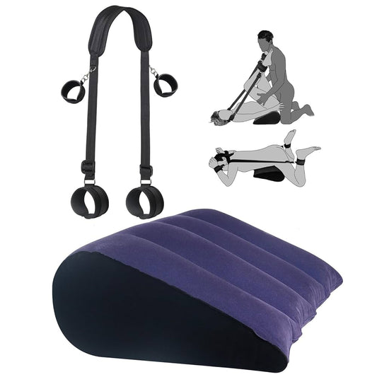 Set Almohada Erótica Inflable para Posiciones + Amarre con Esposas de Retención BDSM ✦ Bajo pedido