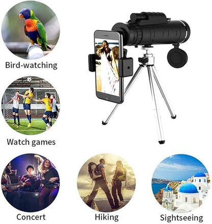 Monocular de Alta Potencia AUCEE 12x50 | Impermeable y con Adaptador para Celular