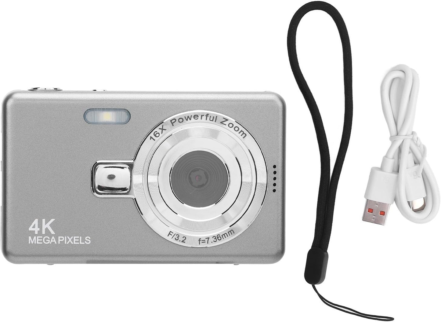 Cámara Digital Q12, Cámara CCD con Enfoque Automático y Zoom Digital 16X de 2,4 Pulgadas para Niños, Cámara de Bolsillo Portátil con Cordón, Cámara Pequeña Compacta para Niños - Negro