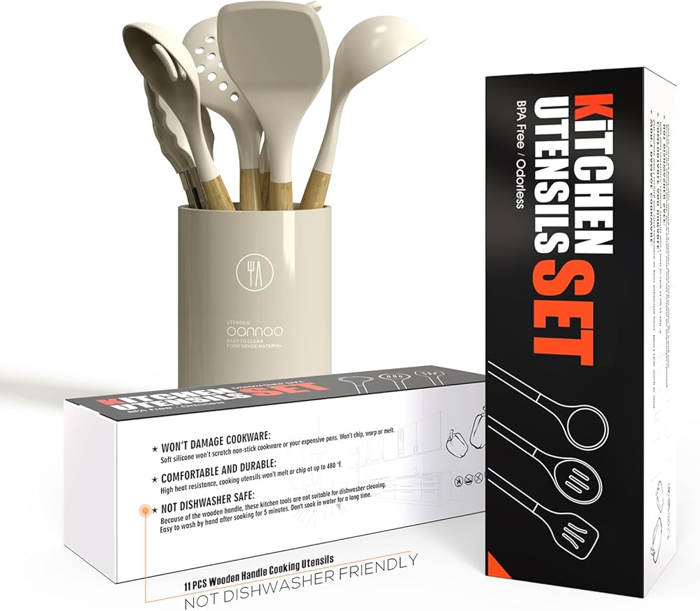 Set de Cucharones y Utensilios de Cocina de Lujo con Mango de Madera (14 PCZ)