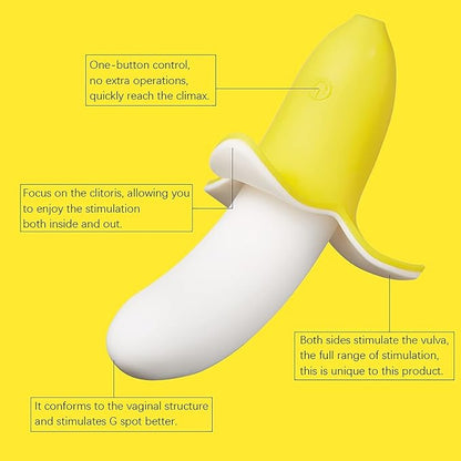 Banana - Vibrador Punto G con Estimulador de Clitoris (Inserción 8cm) ✦ Bajo pedido