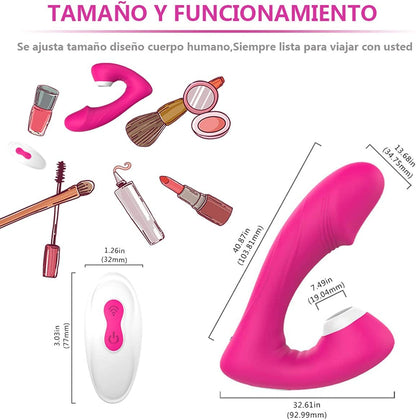 Bipink - Succionador y Vibrador de Clítoris 2 en 1, 9x9 Modos de Estimulación, 100% Impermeable ✦ Bajo pedido