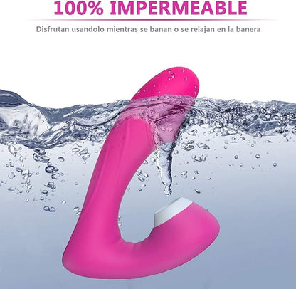 Bipink - Succionador y Vibrador de Clítoris 2 en 1, 9x9 Modos de Estimulación, 100% Impermeable ✦ Bajo pedido