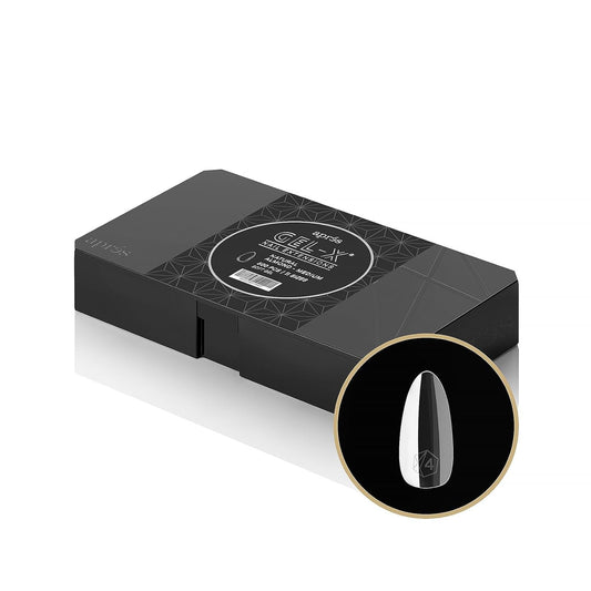 Apres Gel-X® - Caja de puntas de gel suave, almendra natural, 500 puntas de uñas, 11 tamaños 00-9, calidad premium (almendra natural mediana)