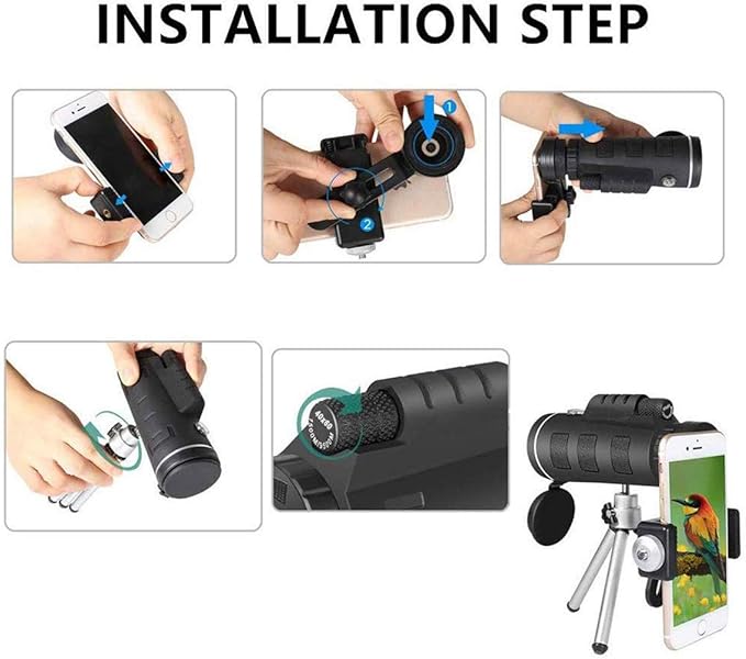 Monocular de Alta Potencia AUCEE 12x50 | Impermeable y con Adaptador para Celular