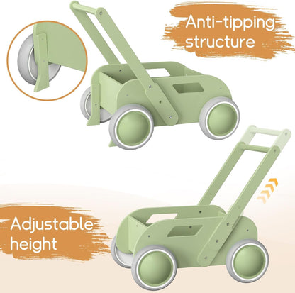 Carrito Caminador de Madera para Bebé *Color Celeste