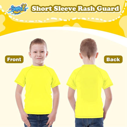 Semois Rashgard Camiseta de Natación Infantil, Secado Rápido UPF+50 - Talla 12/14 (Amarillo Neón)