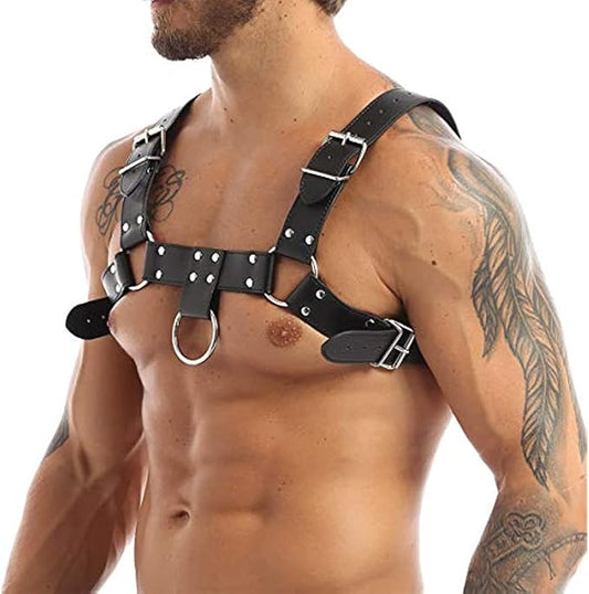Arnés de Pecho Masculino Cuero Sintético (Unitalla Ajustable) ✦ Bajo pedido