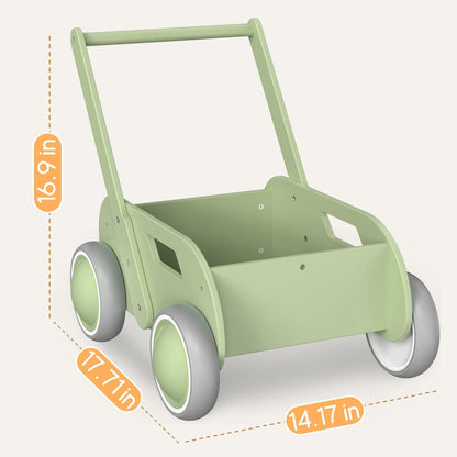 Carrito Caminador de Madera para Bebé *Color Celeste