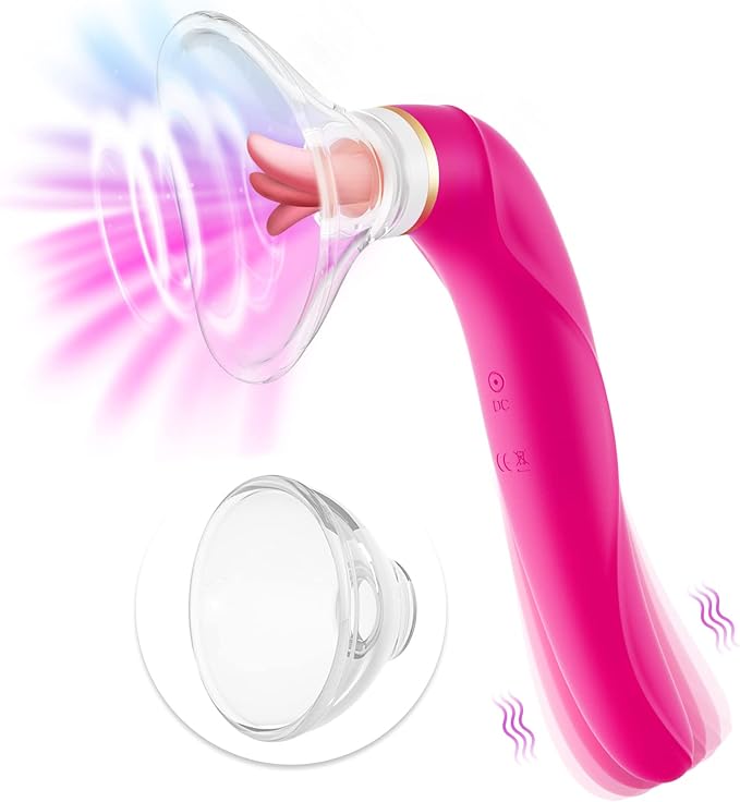 Vibrador Succionador con Lengua Multifunción 3 en 1 y Copa Intercambiable (2 Copas) ✦ Bajo pedido
