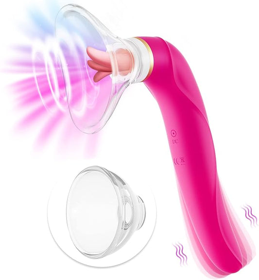 Vibrador Succionador con Lengua Multifunción 3 en 1 y Copa Intercambiable (2 Copas) ✦ Bajo pedido