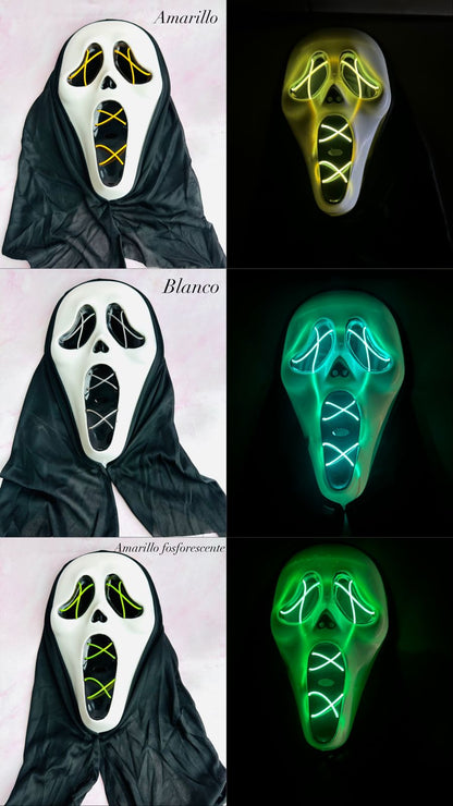 Ghost Face Máscara con Luz LED (5 colores) ✦ Bajo pedido
