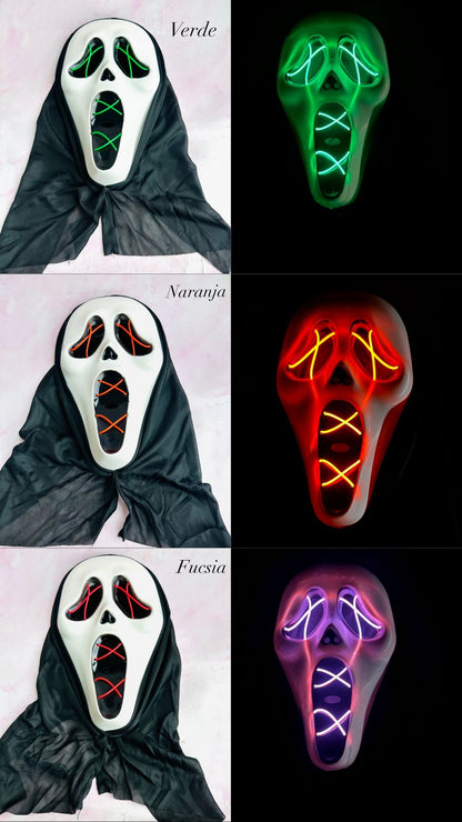 Ghost Face Máscara con Luz LED (5 colores) ✦ Bajo pedido