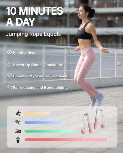 Cuerda de Saltar Inteligente noNogo – 2 en 1: Cuerda Clásica + Modo Inalámbrico con Contador (Re‑recargable, Ajustable)