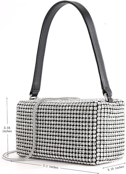 Bolso 2 en 1 con Brillos Imitación Diamante y Faja de Cuero