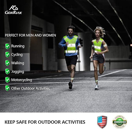 GoxRunx Chaleco reflectante para correr, chalecos de seguridad reflectantes ligeros con bandas de brazo
