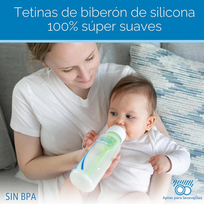 Set de 4 Biberones Estrechos Anti Cólicos Dr Brown's 4oz, Tetina Nivel  - 0m+