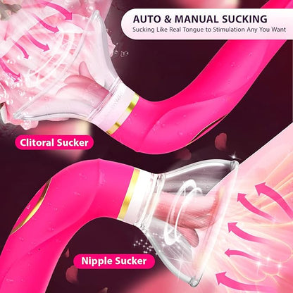 Vibrador Succionador con Lengua Multifunción 3 en 1 y Copa Intercambiable (2 Copas) ✦ Bajo pedido