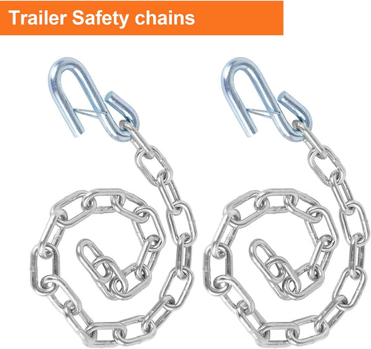 Set de 2 Cadenas de Seguridad de Acero 3/16 para Remolque con Ganchos de 27"